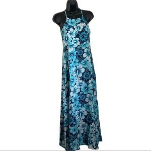 28 Palms Aqua White hibiscus floral maxi dress size X-small NWOT
